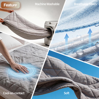 Couverture rafraîchissante en bambou/polyester tricoté OEM Qmax>0.4 pour les personnes ayant chaud la nuit, en tissu respirant effet soie glacée, pour toutes les saisons, couverture d'été