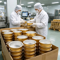 Conteneur alimentaire rond jetable en aluminium doré avec couvercle en aluminium, résistant au four et de qualité alimentaire, pour l'emballage de plats à emporter des restaurants