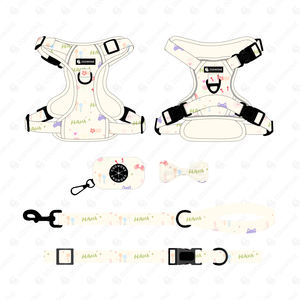 ชุดสายจูงสุนัขแบบไม่รัดคอพร้อมโลโก้แบบจาการ์ดสั่งทำพิเศษ  สายรัดคอสัตว์เลี้ยงแบบปรับได้  สายจูง และกระเป๋าใส่ขนมสุนัข  ชุดกระเป๋าคาดเอว - Product Image 1