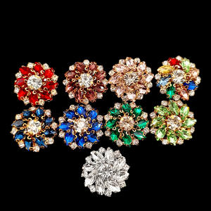 Nouvelles boutons décoratifs de luxe plaqués, écologiques, en cristal œil de cheval coloré et strass en forme de fleur, pour chemises féminines - Product Image 4