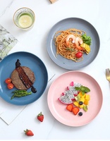 Assiette Repas en Fibre de Paille de Blé Écologique Biodégradable, Lot de 6 Pièces, Ronde Multicolore, Légère en PP, Style Moderne