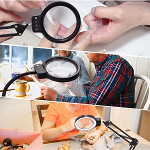 <span class=keywords><strong>Lampe</strong></span> de table à LED 10 X avec 3 modes de couleur, intensité réglable, loupe de sol réglable en hauteur avec pince, support lumineux pour travaux manuels et réparations - Product Image 5