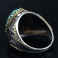 Bague pour homme en argent sterling 925, pierre turquoise naturelle, faite à la main, style vintage turc, bijou cadeau pour homme