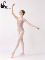 Maillot de Ballet con Tirantes Finos para Niñas Anna Shi, Leotardo de Gimnasia con Frente Fruncido, Ropa de Danza para Niñas