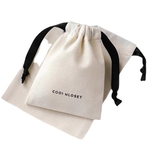Promotional <b>Small</b> Cotton <b>Drawstring</b> Gift <b>Bag</b> Cotton Fabric Jewellery Pouch With Logo Print - Product Image 1