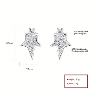 Boucles d'oreilles clous tendance en argent, vente en gros, avec zircon AAA pour femme, en argent sterling 925, boucles d'oreilles Moissanite pour femme - Product Image 6