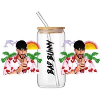 Individuelle 3D UV DTF Transferfolien für 16oz Glas-Kaltgetränkebecher mit Motiven für Krankenschwestern, Lehrerinnen, Mütter und Christen