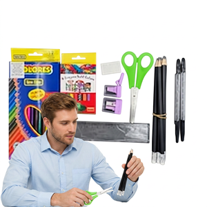 Ultimate School Supply Kit-6 #2 Pencils 12 Colored Pencils 8 Crayons Ruler 2 <b>Sharpeners</b> 1 Eraser 1 <b>Scissors</b> 1 Zipper Bag In USA - Product Image 1
