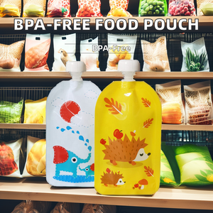 Sacchetto per Alimenti per Bambini Personalizzato Senza BPA, Ricaricabile, con Beccuccio, Riutilizzabile, con Cerniera, per Alimenti Biologici, in Plastica PE Riciclabile - Product Image 3