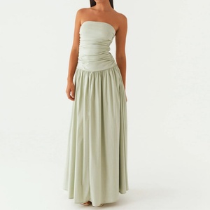 Nuevo Vestido Casual de Otoño de Alta Calidad, Vestido Largo de Lino y Algodón sin Tirantes, Vestido de Noche para Mujer - Product Image 1