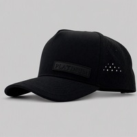 Casquette de golf à 6 panneaux avec étiquette tissée personnalisée OEM, perforée au laser, en nylon imperméable et ventilée, pour unisexe