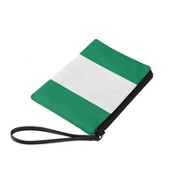 Dompet Koin Persegi Panjang Cetak Digital Poliester Bendera Nasional Nigeria Dompet Mini Lipat dengan Ritsleting Portabel