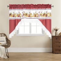 Set Tirai Jendela Dapur Motif Bunga Matahari dan Valance, Tirai Siap Pakai, Dekorasi Rumah untuk Ruang Makan, Bunga Musim Semi dan Musim Panas