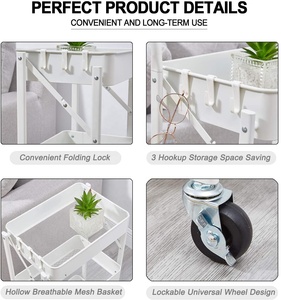 3 Tiers Rolling <span class=keywords><strong>Cart</strong></span> Storage Trolley on Wheels Utility <span class=keywords><strong>Cart</strong></span> for Smart Storage - Product Image 5