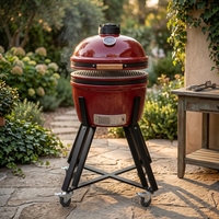 Barbecue au charbon de bois en céramique Kamado de 16 pouces, fumoir portable pour extérieur avec roues