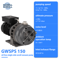 La marque GEOWELL prend en charge la pompe à vide sèche à défilement sans huile OEM et ODM GWSPS150 modèle 100%