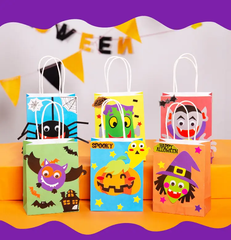 Hot Sales 190 × 150ミリメートルTrickまたはTreat Halloween Craft Bag Kits Kidsため年齢3 + diyプロジェクト