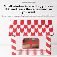 Nouveau Nid de Noël pour Chat en Carton Ondulé Résistant à l'Usure, Anti-Éclats, Griffoir et Maison Double Usage, Boîte Multifonctionnelle pour Animaux de Compagnie