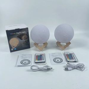 16 Colors RGB 3D Printed Moon <b>Lamp</b> Plug-in <b>Remote</b> <b>Control</b> Night Light With Stable - Product Image 6