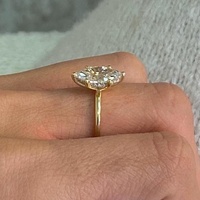 Anillo de Compromiso con Diamante Cultivado en Laboratorio con Certificación IGI, Corte Marquesa de 0.5-3CT, Seis Puntas, CVD/HPHT, Oro Amarillo Sólido de 10K/14K/18K