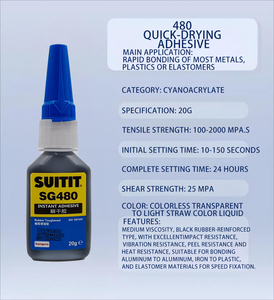 480 Acrylic Instant Adhesive Low Viscosity for <strong>Filler</strong> Fast Cure Metal <strong>Plastic</strong> Rubber <strong>Wood</strong> Glass Industrial Grade 20g One Part - Product Image 5