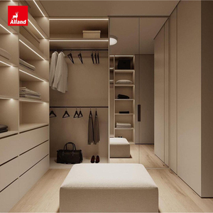 Système de rangement modulaire simple Alland pour chambre à coucher, idée de rangement avec tiroirs, organisateur de placard en bois, design de petite armoire avec miroir - Product Image 2