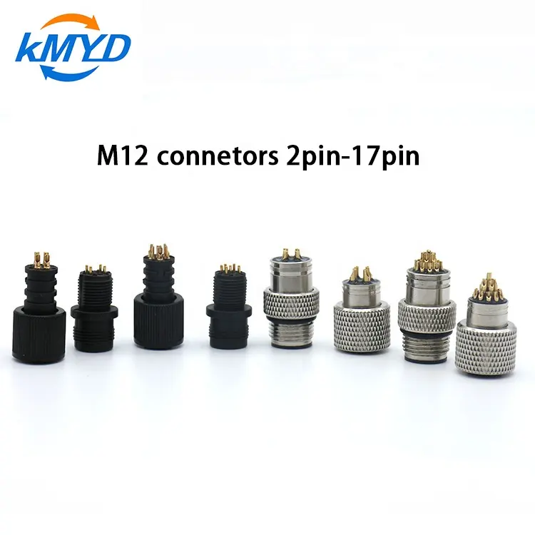 IP65 IP67 IP68 M12 4 pin không thấm nước nhôm kết nối không thấm nước kết nối dây 4pin điện áp thấp kết nối không thấm nước 8Pin