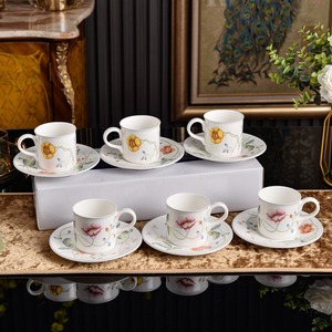 Floral Vine Pattern Ceramic Salad Plate <b>Set</b> 6 <b>Pieces</b> Versatile For Home And Parties - Product Image 6