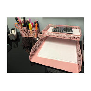 Fournitures de <span class=keywords><strong>bureau</strong></span> Accessoires de <span class=keywords><strong>bureau</strong></span> pour femmes-Ensemble organisateur de <span class=keywords><strong>bureau</strong></span> élégant à emboîtement de 6 pièces-Tasse à stylo, 3 plateaux à accessoires - Product Image 5