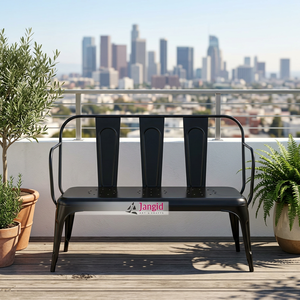 Banc de jardin en métal industriel moderne à 2 places, fabriqué à la main, au design élégant, idéal pour la maison, l'hôtel, le jardin, la terrasse, bancs en métal pour la ferme - Product Image 4