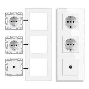 Module de commande à distance Wi-Fi pour interrupteur mural et prise de type 86 européen intégré, style allemand, avec panneau en verre blanc et fonction GFCI - Product Image 3