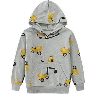 Baby Jongens Hoodies Voor Kinderen Sweatshirt Graafmachine Pullover Met Zak Hoodies Shirts Truck Warm Trui