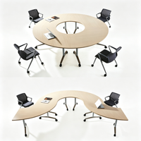Table de conférence modulaire incurvée, bureau de réunion ovale, mobilier de bureau portable pour 4, 6, 8, 12, 20 personnes