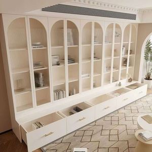 Armoire de rangement en bois au design moderne Étagère murale populaire pour le salon Bibliothèques à panneaux bon marché pour la maison Bibliothèque - Product Image 6