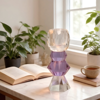 Porte-bougie en cristal dégradé violet, cadeau pour mariage ou fête