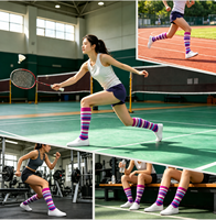 Chaussettes de compression sportives rayées OEM pour hommes et femmes, pour la course à pied, le cyclisme, la randonnée, chaussettes de soutien à la pression