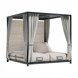 Chaises longues <span class=keywords><strong>de</strong></span> loisirs <span class=keywords><strong>de</strong></span> haute qualité en gros pour piscines extérieures, tente pare-soleil imperméable avec rideaux et canapé-lit - Product Image 3