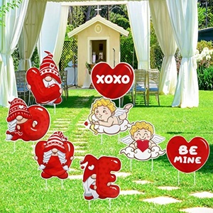 Letreros Decorativos para Jardín del Día de San Valentín con Gnomos y Diseño de Corazón de Cupido, Material PP, Tamaño y Color Personalizables - Product Image 4