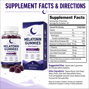 Gommose alla Melatonina al Gusto Naturale di Frutti Rossi 5mg con Vitamina B6 e Magnesio per una Notte Riposante e Supporto per la Calma Mentale - Product Image 6