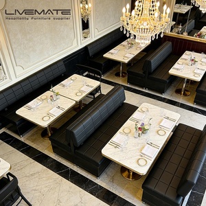 Meubles de restaurant américain modernes, banquette de buffet pour restauration rapide, banquette haute en cuir noir avec rangement - Product Image 2