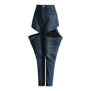 2024 nouvelle mode femmes pantalons pantalons décontracté logo personnalisé Cargo petit ami Denim large jambe pantalon jean pour dames pantalons femmes