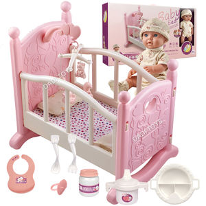 Juego de <span class=keywords><strong>cuna</strong></span> de muñeca de una sola capa, cama de juguete de plástico rosa para bebé <span class=keywords><strong>Reborn</strong></span> de 16 pulgadas - Product Image 3