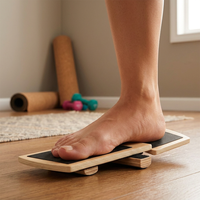 Planche d'équilibre pour cheville (bois) – Renforceur de pied, entraîneur pour entorses de la cheville, exercices de stabilité, physiothérapie, fasciite plantaire
