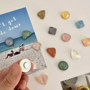 Glossy <b>Pastel</b> Pebble Shape Minimalist Decorative Back Mixed Color Assortment Resin Fridge Magnet Magnetic for Home Office <b>Decor</b> - Product Image 1