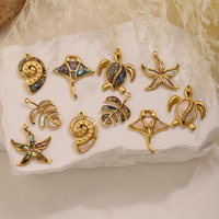 Breloques Bohème en Acier Inoxydable Plaqué Or Série Océan - Étoile de mer, Coquillage, Conque, Poisson, Pendentif Feuille pour Accessoires de Bijoux DIY