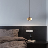 Lampe suspendue LED cylindrique en verre gris et métal doré de style moderne, homologuée CE, pour parc, restaurant, petite taille, techniques de peinture