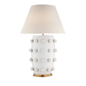 Big Size Ceramic Table Lamp With Big Lampshade For Hotel Bedside Lamp