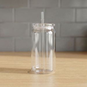 16Oz Clear Plastic USA Stocked Cups-BPA-Free Minimalist Camping Travel <b>Bottle</b> with Screw-On for for Adults - Product Image 3
