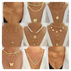 रेट्रो पंक शैली तितली दिल स्टार मून मल्टीलेयर महिला गहने थोक के लिए सेट - Product Image 1