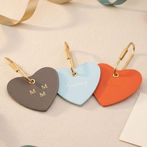 PU Leather Cute Heart Light <b>Key</b> <b>Chain</b> with Embossing Printing Durable Personalized Gift for Girlfriend & Boyfriend - Product Image 3